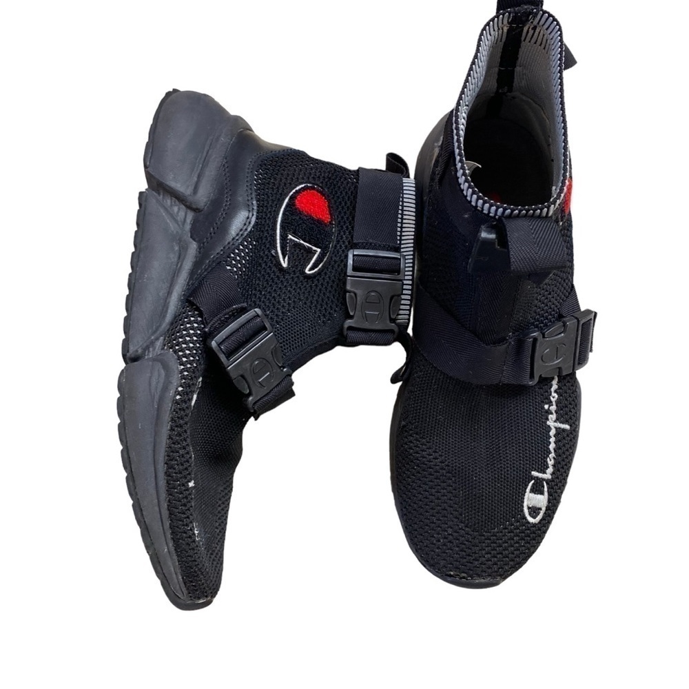 Champion High Top Black Sneakers Buckles Straps Womens 9W
